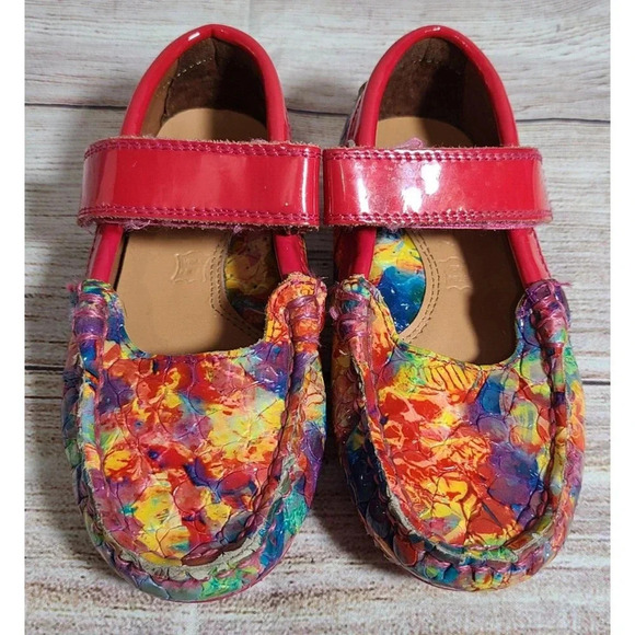 Venettini Juniper Mary Jane Driving Shoes Loafers Girl's 9-9.5C Red Yellow Blue - Picture 1 of 8